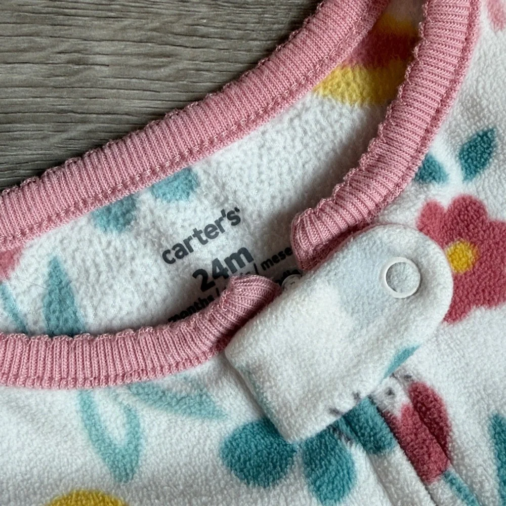 Carter's baby girls forest animal print fleece zip up footie